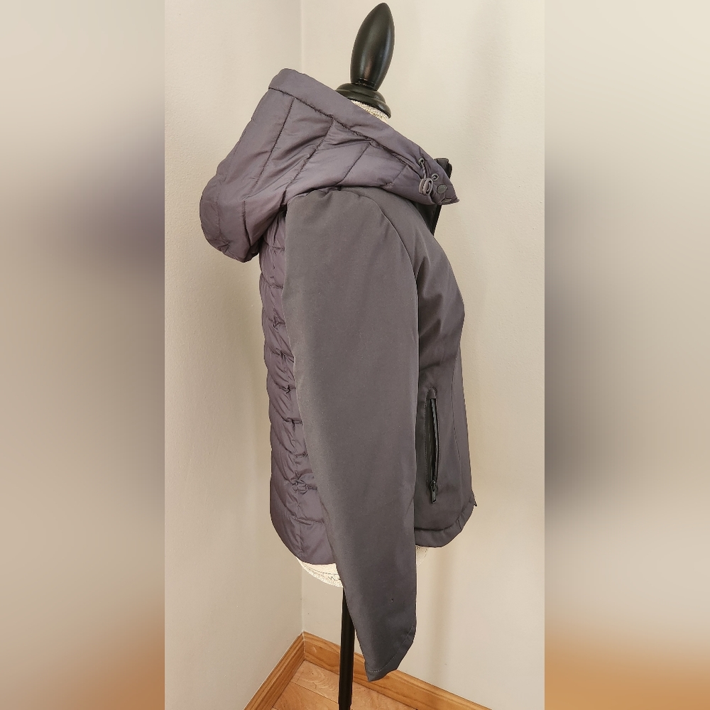 BOMBOOGIE women winter puffer grey hooded jacket size M - Picture 3 of 9